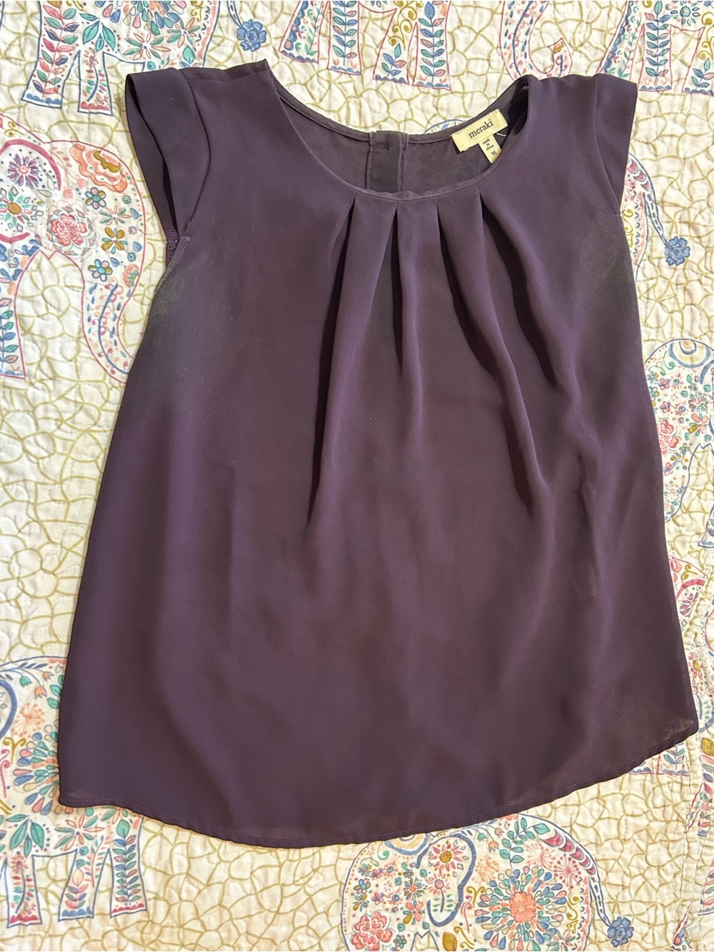 Maurices Deep Plum Pleated Cap Sleeve Blouse